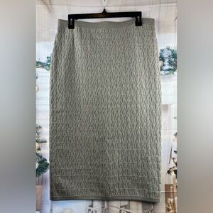 Michael Kors Size:L Women SWEATER SKIRT Metallic Silver Logo Knit Elastic Waist